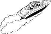 Clip Art Of  Boat Cruiser Power Power Boat Speed Sport Motor    