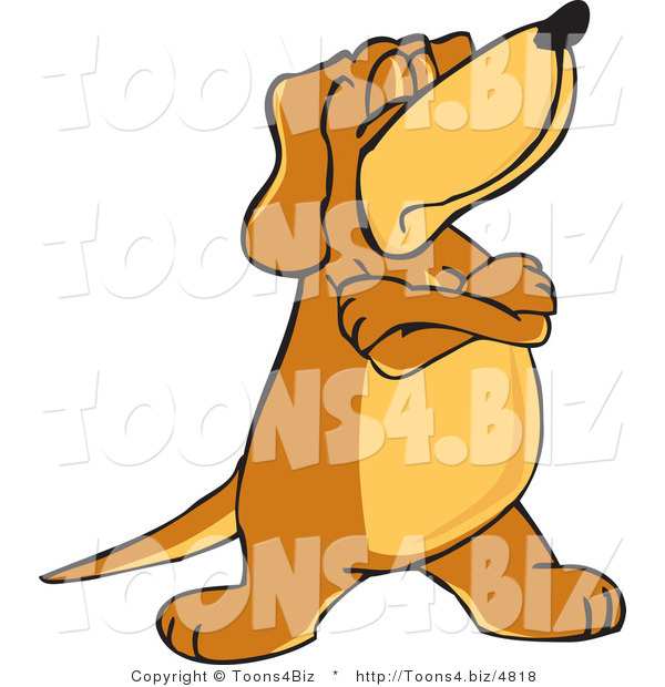 Dog Mascot With Crossed Arms Disobeying Commands Clip Art Toons4biz