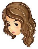 Face Of A Curly Haired Girl   Clipart Graphic
