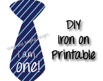 First Birthday Boys Shirt I Am One Printable Boy 1st Birthday Tie Iron    
