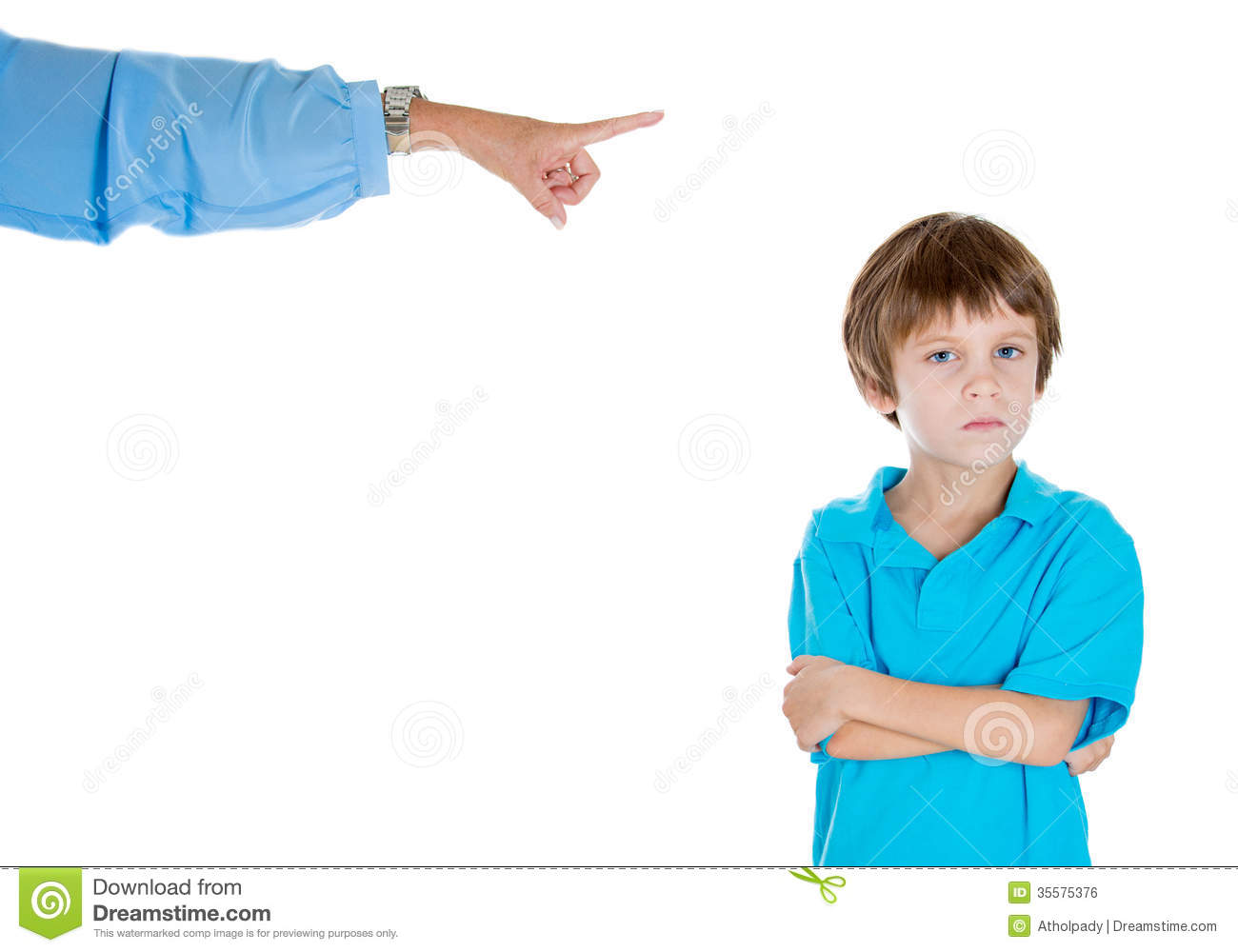 Parent Pointing At A Disobedient Child Royalty Free Stock Image