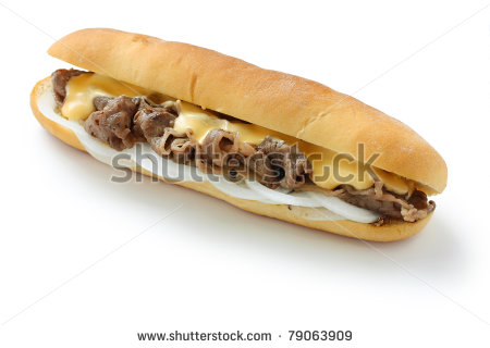 Philly Cheese Steak Sandwich Isolated On White Background Stock Photo    