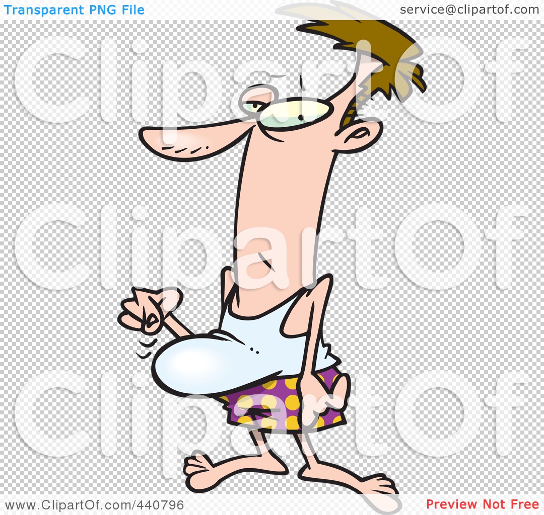 Rf  Clip Art Illustration Of A Cartoon Man Pointing To His Beer Belly