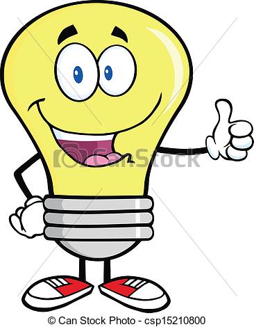 Vector Clipart Of Light Bulb Giving A Thumb Up   Light Bulb Cartoon