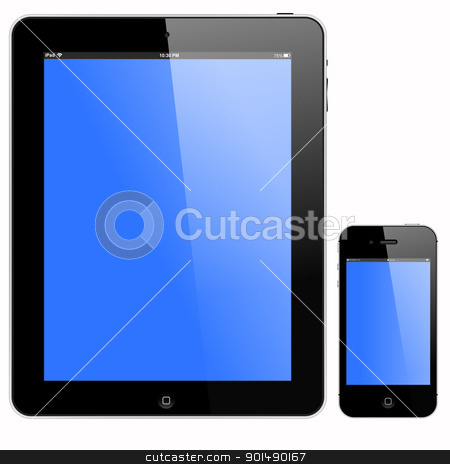 Apple Ipad And Iphone 4s Isolated On White Stock Vector Clipart New