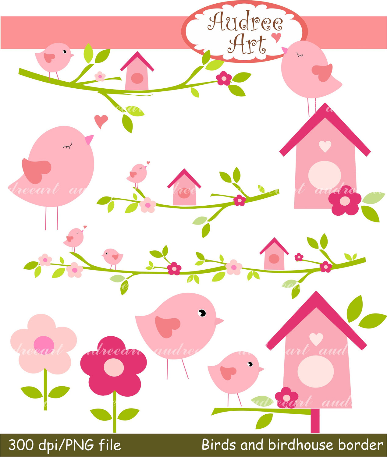 Birds And Birdhouse Border Clip Art Download By Audreeartclipart