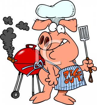 Cartoon Clipart Picture Of A Pig Barbecuing   Foodclipart Com