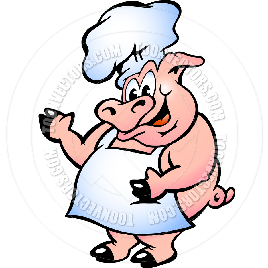 Cartoon Pig Chef Wearing Apron By Poul Carlsen   Toon Vectors Eps
