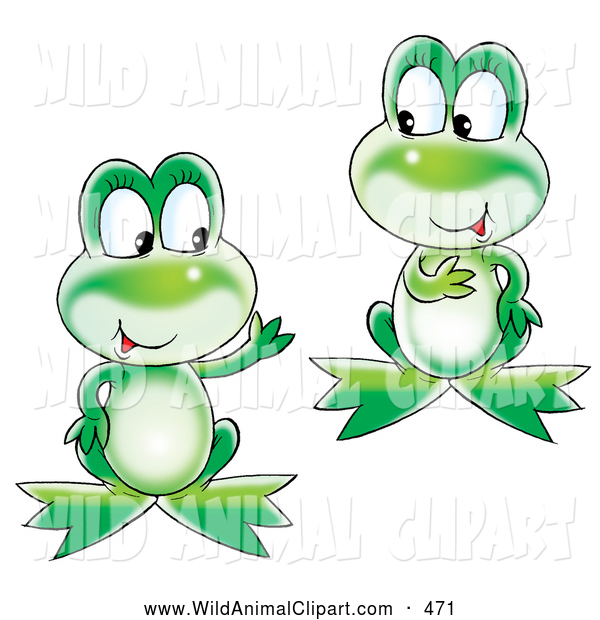 Clip Art Of Two Friendly Cute Chatty Green Frogs Talking By Alex