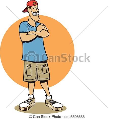 College Student Wearing A T Shirt Hat Shorts And Tennis Shoes