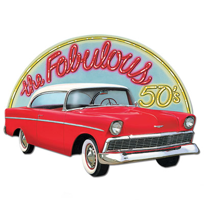 Dekoschilder Und Cutouts   Partydeko Fabulous 50s Classic Car