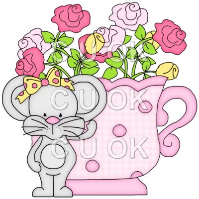 Home    Flower Clip Art    Little Mouse Tea Cups 2