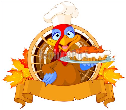 Illustration Of Thanksgiving Turkey Serving Pumpkin Pie