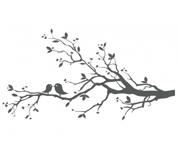 Love Birds On Branch Clip Art