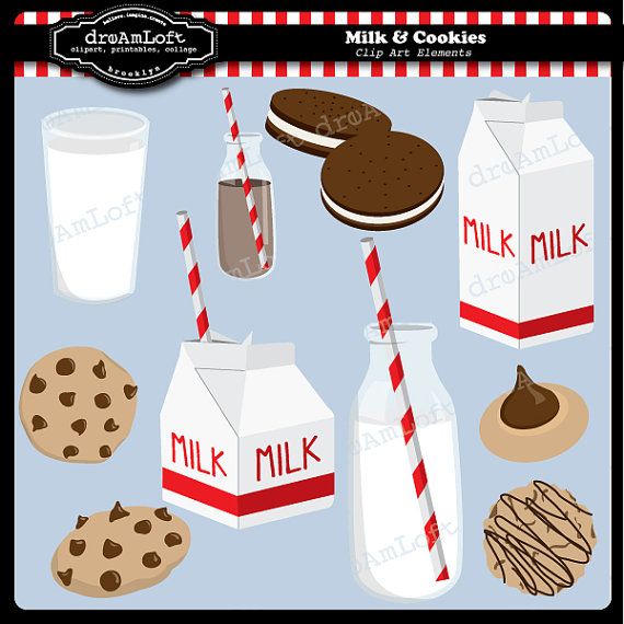 Milk And Cookies Clip Art Digital Collage Sheet Clipart For Parties    