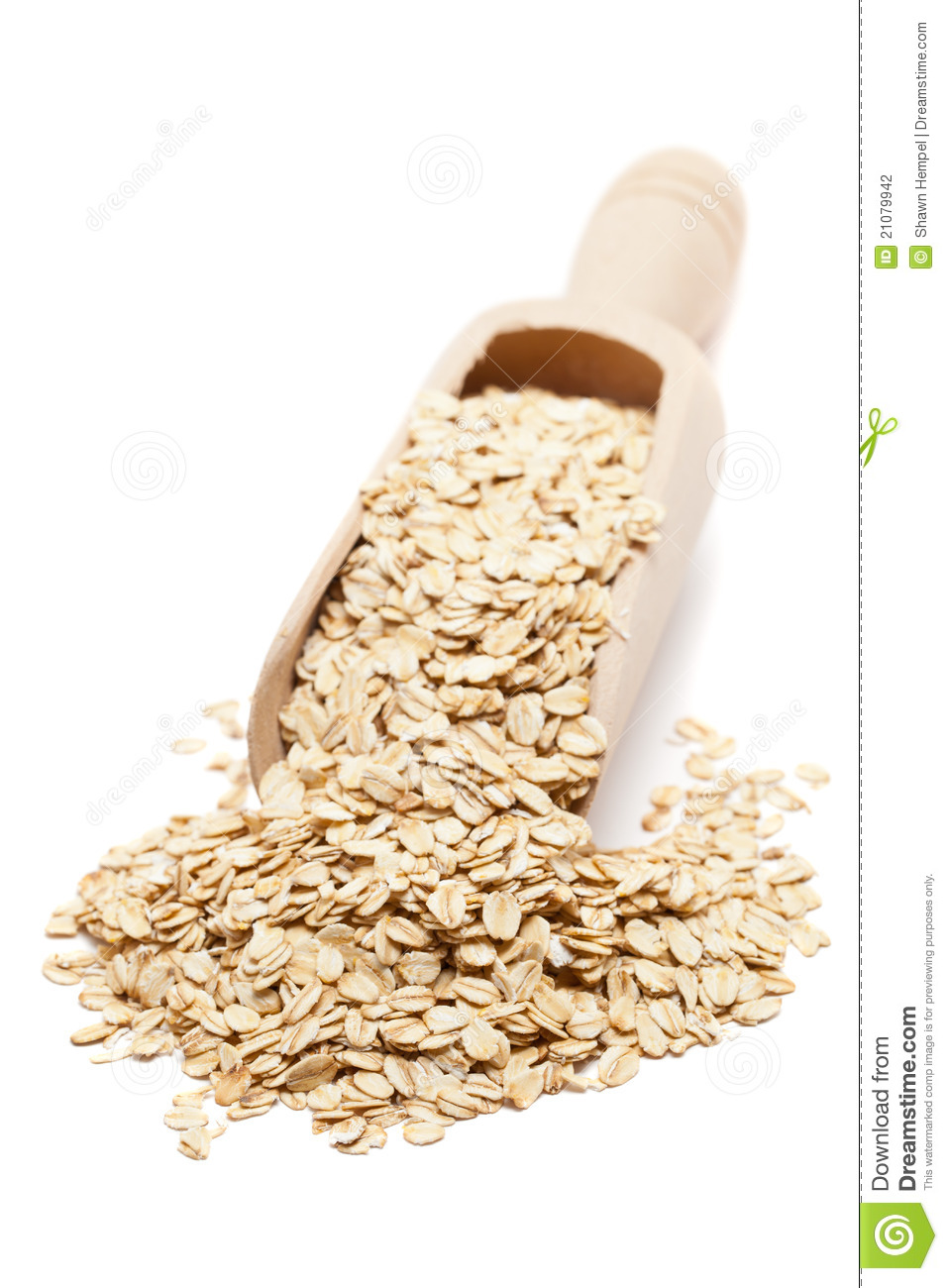 Oat Flakes In Wooden Scoop Isolated On White Background Mr No Pr No 3