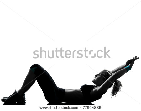 One Woman Exercising Workout Fitness Aerobic Exercise Abdominal Push