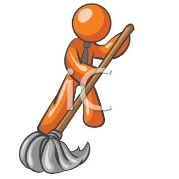 Orange Man Character Mascot Custodian   Royalty Free Clip Art Picture