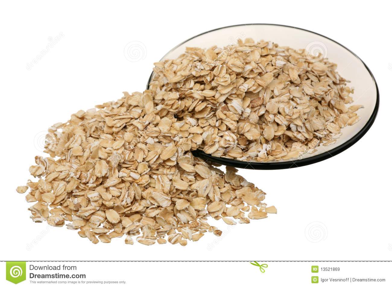 Rolled Oats In A Wooden Spoon On A White Background Mr No Pr No 3 737