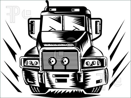 Semi Truck Clip Art Black And White Illustration Of Truck Front