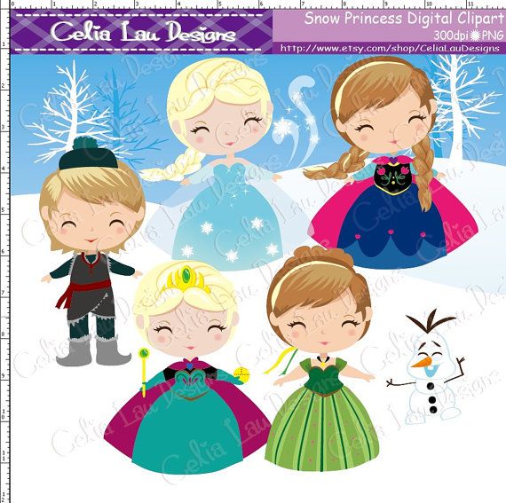 Snow Princess Clipart Frozen Princess Digital Clipart Princess Clip    