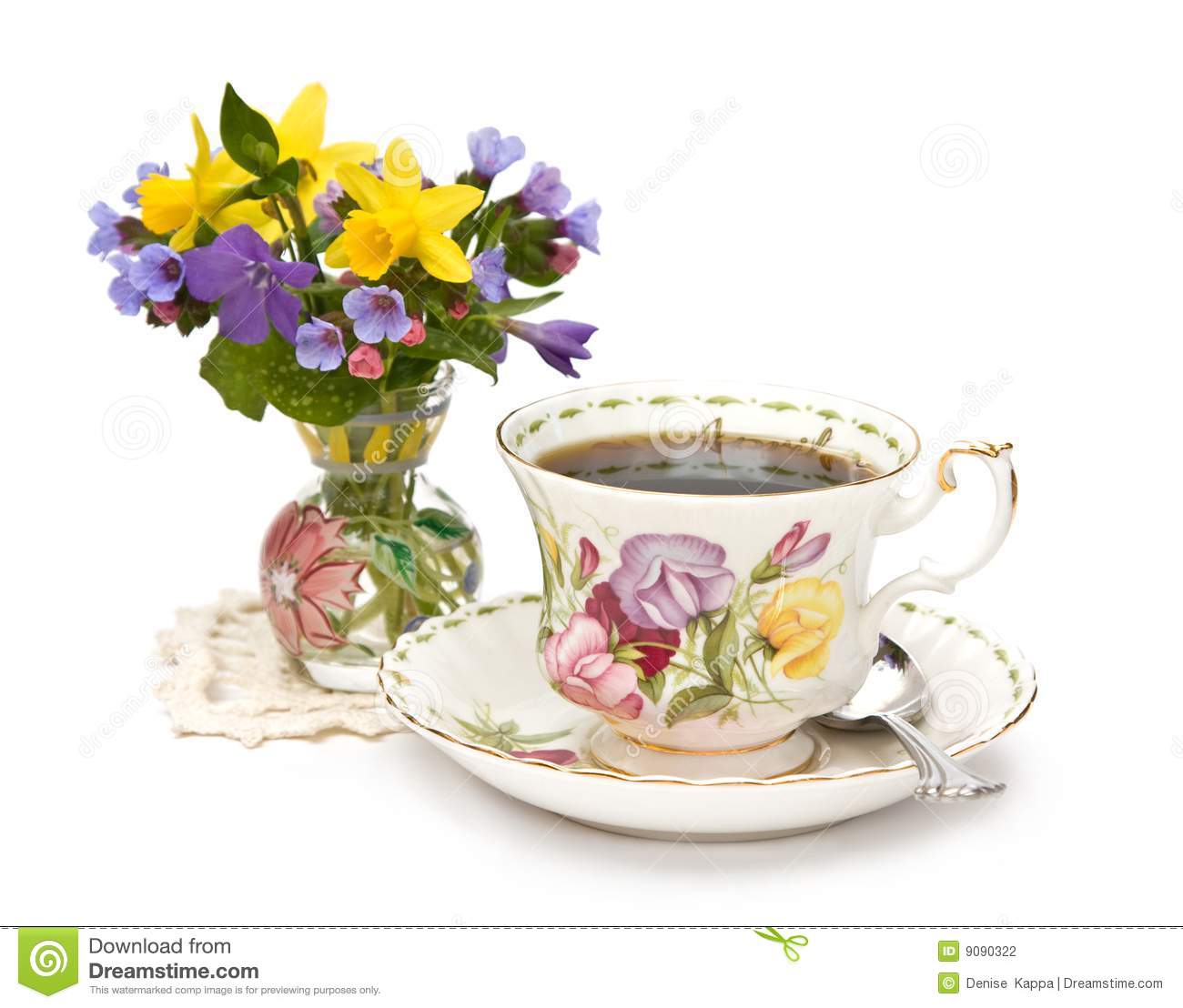 Spring Teacup And Flowers Stock Photography   Image  9090322