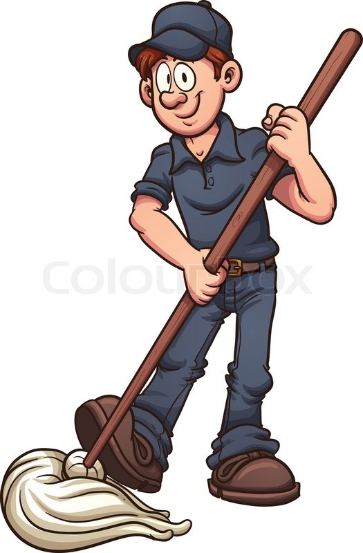 Stock Vector Of  Cartoon Janitor  Vector Clip Art Illustration With