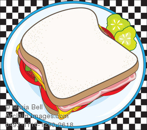 Tasty Deli Sandwich On A Plate With Pickles On The Side In A Clip Art