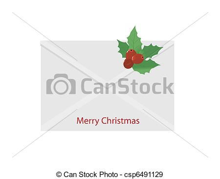 Vectors Of Christmas Cover Letter With Holly Csp6491129   Search Clip