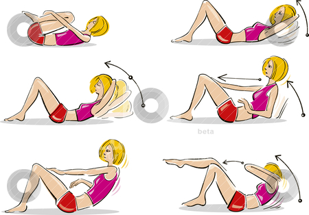 Woman Doing Abdominal Exercises Stock Vector Clipart Illustration Of