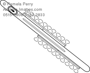 Black And White Clip Art Illustration Of A Flute Instrument