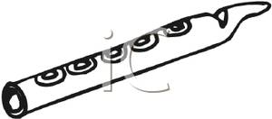 Black And White Wooden Flute   Royalty Free Clipart Picture