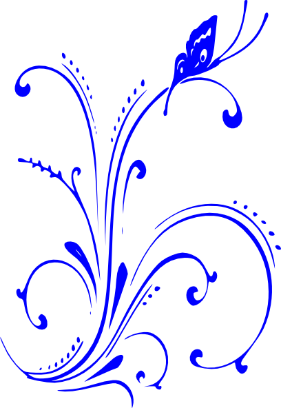 Blue Butterfly Scroll Clip Art At Clker Com   Vector Clip Art Online