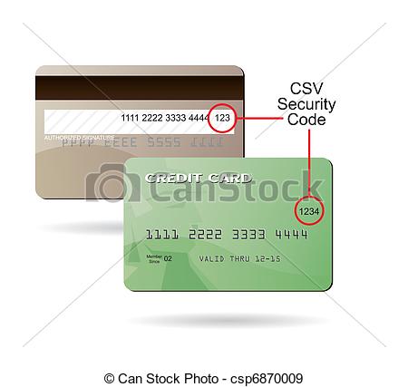 Clip Art Diagram Of Where The Csv Security Code Is Located On A    