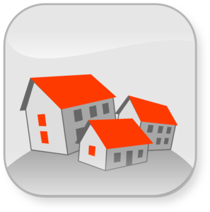 Clip Art Three Houses With Orange Roofs