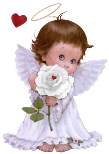 Cute Angel With White Rose Free Png Clipart Pictur By Joeatta78 On    