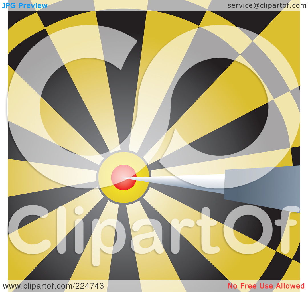Free  Rf  Clipart Illustration Of A Dart In The Bullseye Of A Yellow