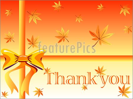 Gift Card Design With Maple Leaves Orange Bow And Thank You Note