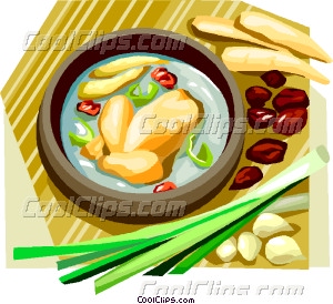 Korean Food Ginseng Chicken In Vector Clip Art