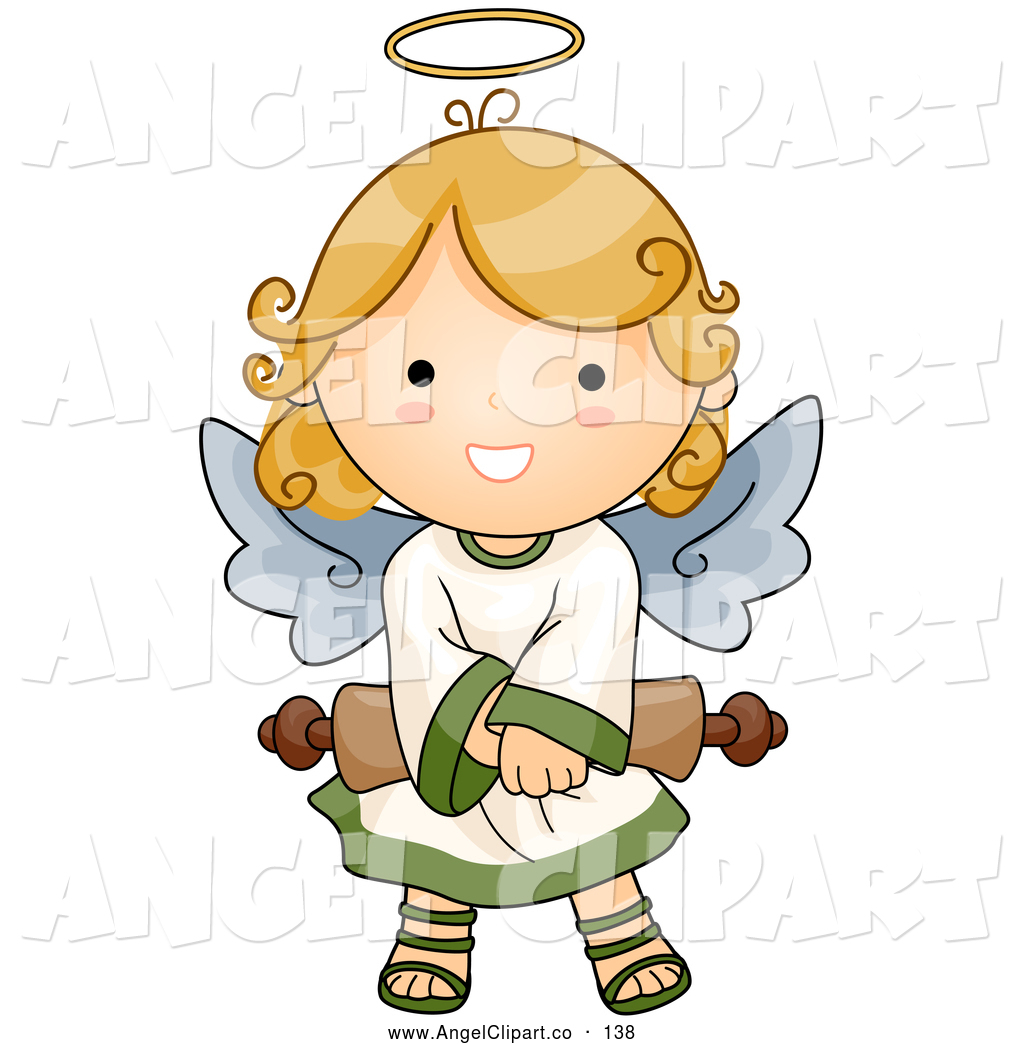 Larger Preview  Clip Art Of A Cute Angel Girl With Halo Holding A    