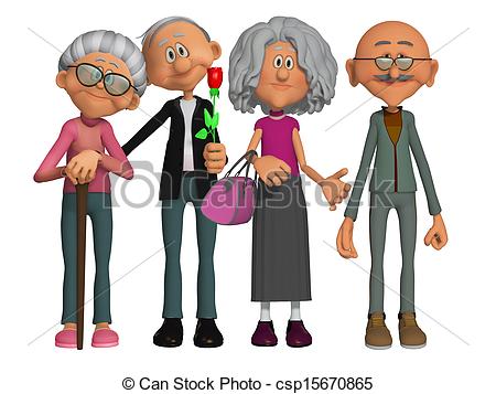 Stock Illustration   Happy And Motivated Old People 3d   Stock