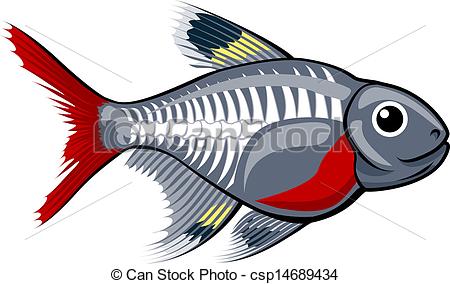 Vector   X Ray Tetra Cartoon Fish   Stock Illustration Royalty Free