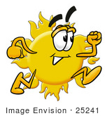 25241 Clip Art Graphic Of A Yellow Sun Cartoon Character Running