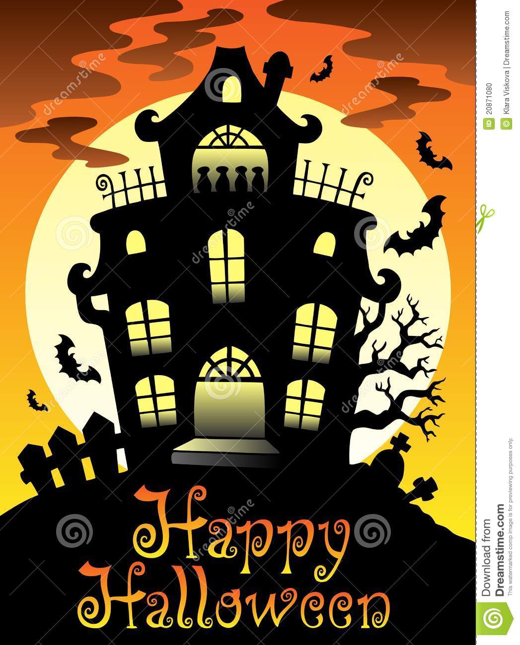 Animated Happy Halloween Clipart Happy Halloween Theme With Moon Stock
