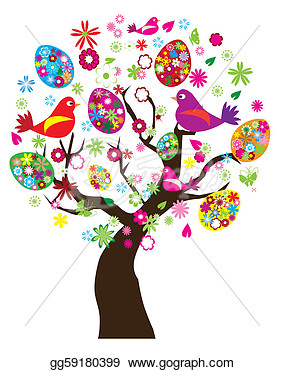 Art   Vector Illustration Of Easter Tree  Clipart Drawing Gg59180399