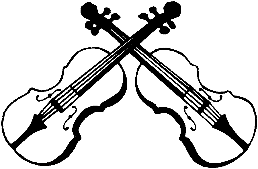 Black And White Drawing Of Two Violins