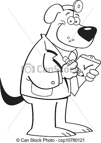 Black And White Illustration Of A Dog Doctor