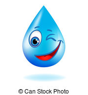 Blue Shiny Water Drop With Eyes Clip Art Vector