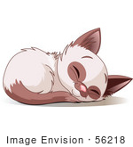 Clip Art Illustration Of A Cute Siamese Kitten Curled Up And Sound