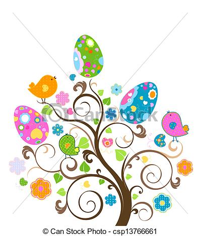 Clip Art Vector Of Easter Tree Csp13766661   Search Clipart